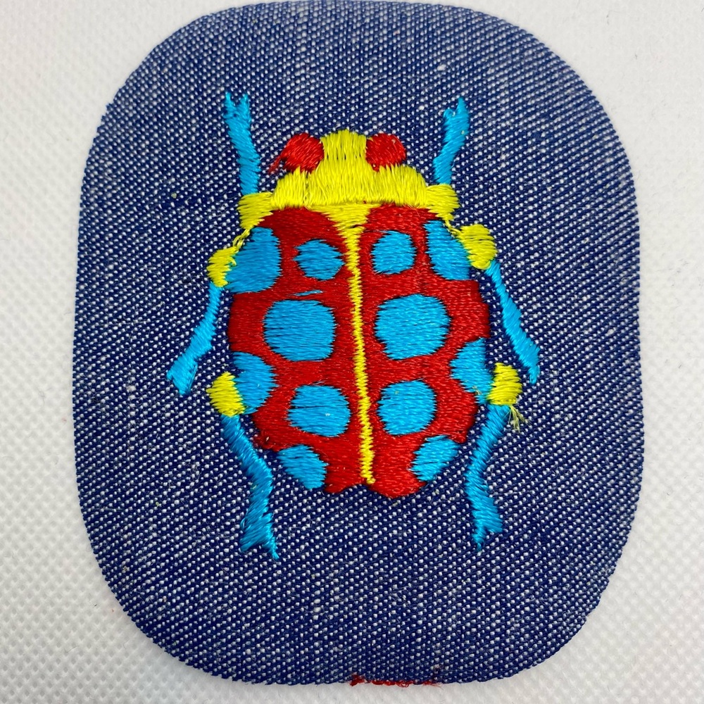 Vintage Patch Ladybug Beetle Iron-on Denim 3x3.5”